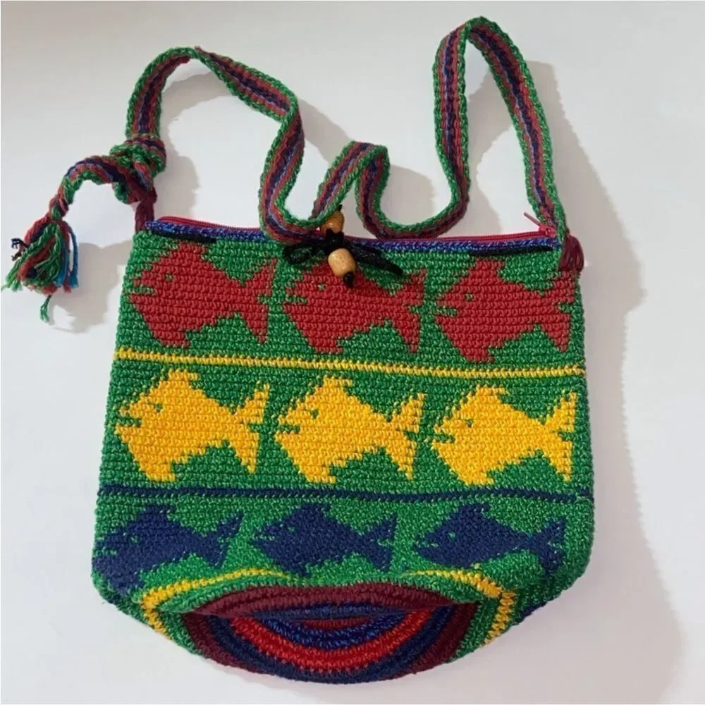 Colorful Knit Crossbody Bag